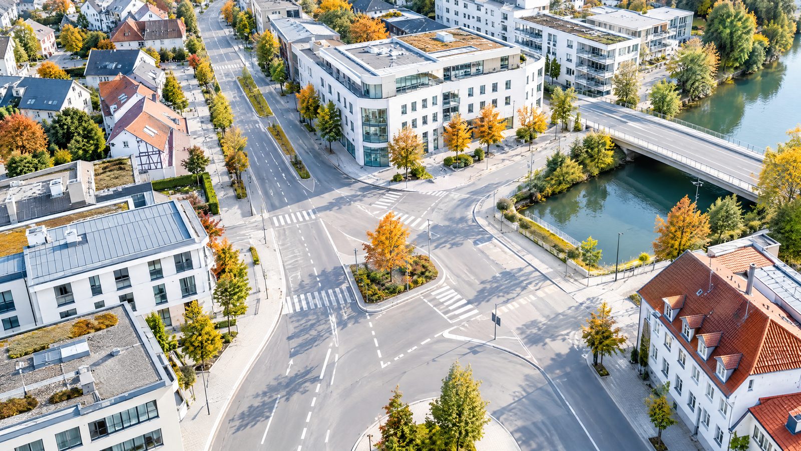 KI-generiertes Bild: Wegweiser mit mehreren Richtungen in einer Stadt